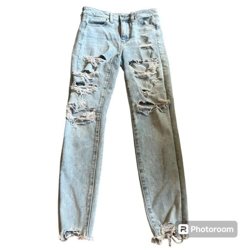 American Eagle high rise super distressed jegging jeans